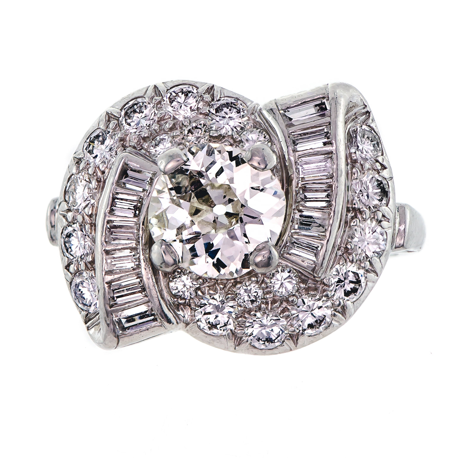 1930s Vintage Diamond Engagement Ring, Platinum Art Deco 0.78 ctw Old Cut Diamond  Ring. - Addy's Vintage