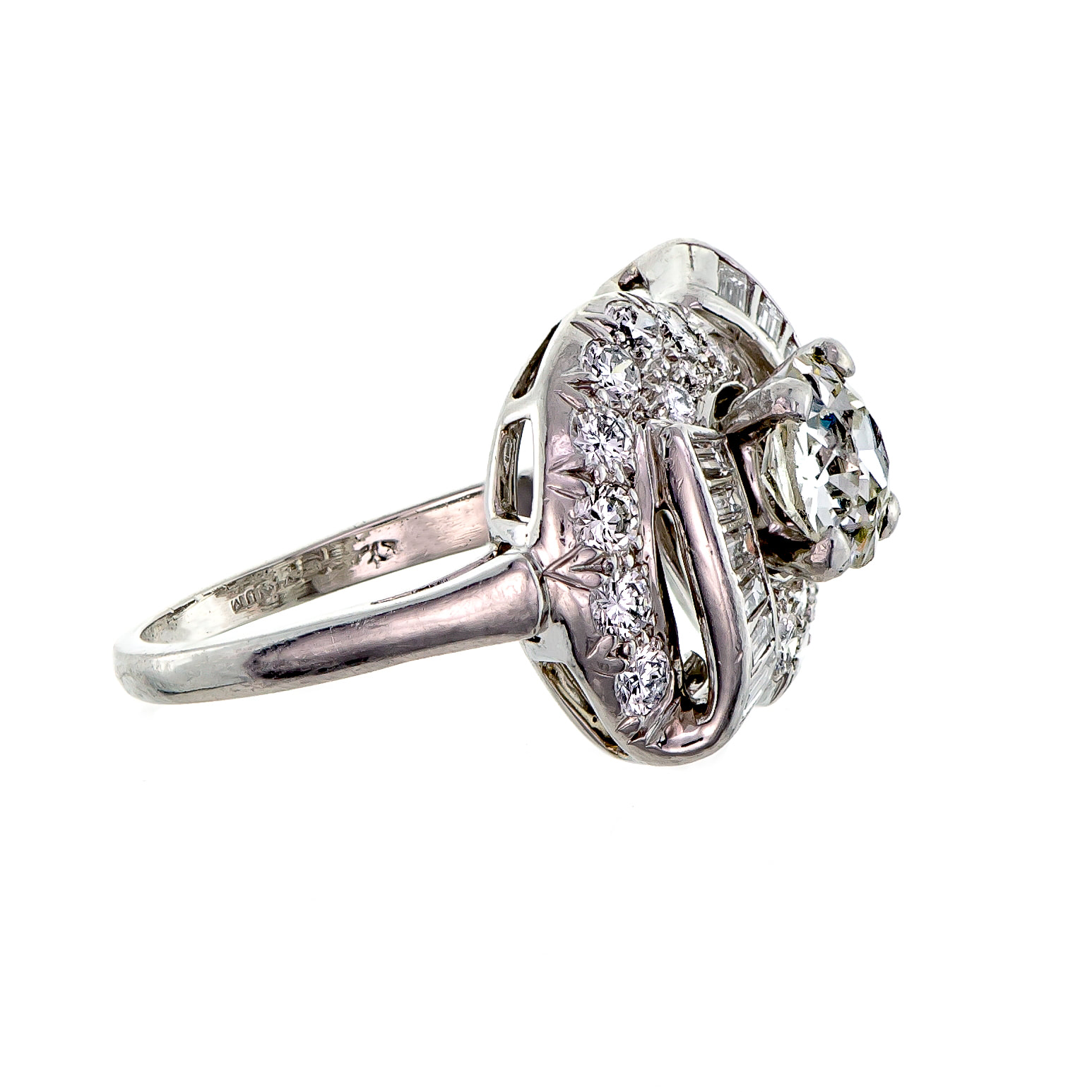Art Deco Engagement Ring 0.40ct Old European Cut Diamond 1930s Antique Engagement  Ring 14K White Gold Filigree Diamond Wedding Ring - Etsy